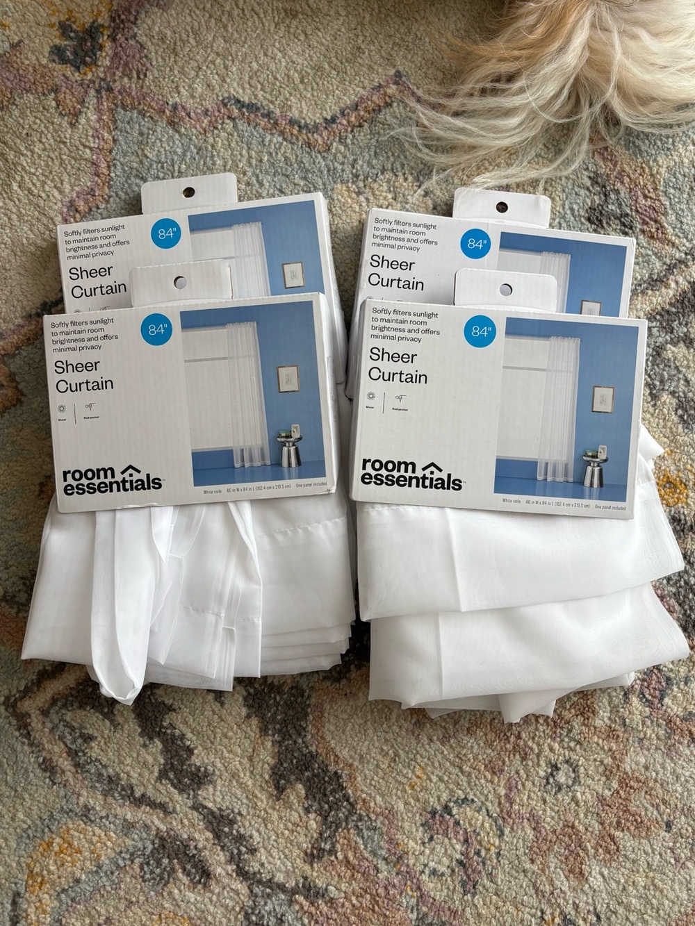 NWT Room Essentials Set of 4 Sheer White Panel Curtains 60x84